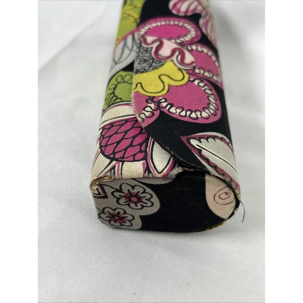Vera Bradley Glasses Case Paisley Floral Print Black Pink